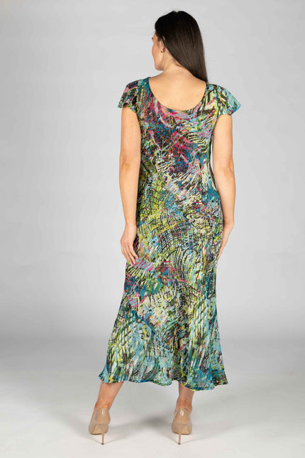 Reversible dress green multi cap sleeve