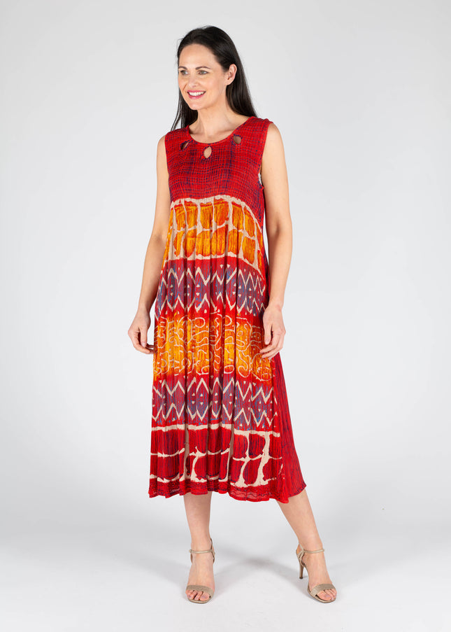 Dress print tie dye round neck