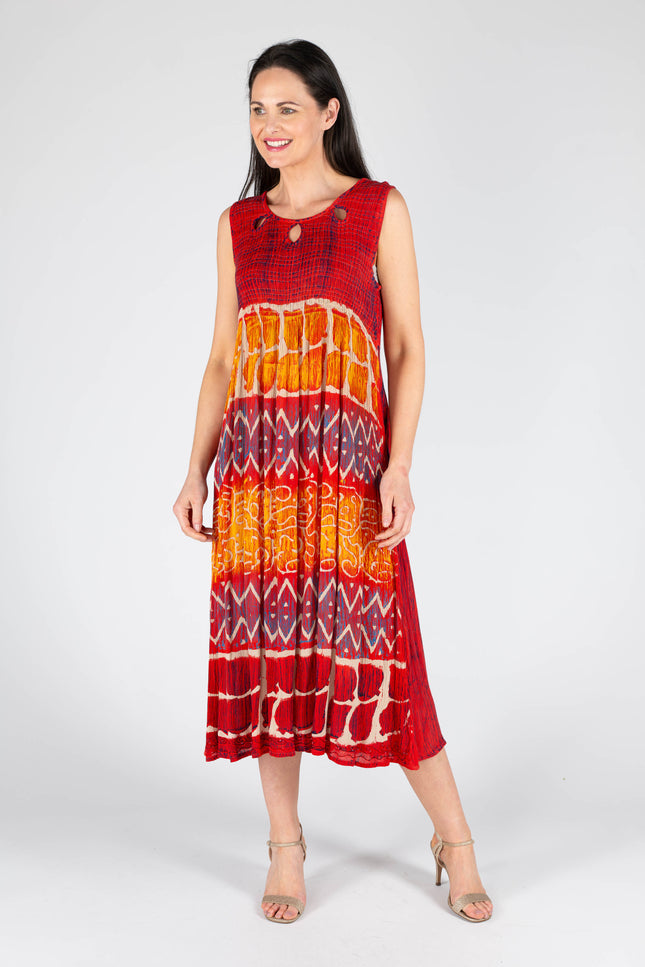 Dress print tie dye round neck