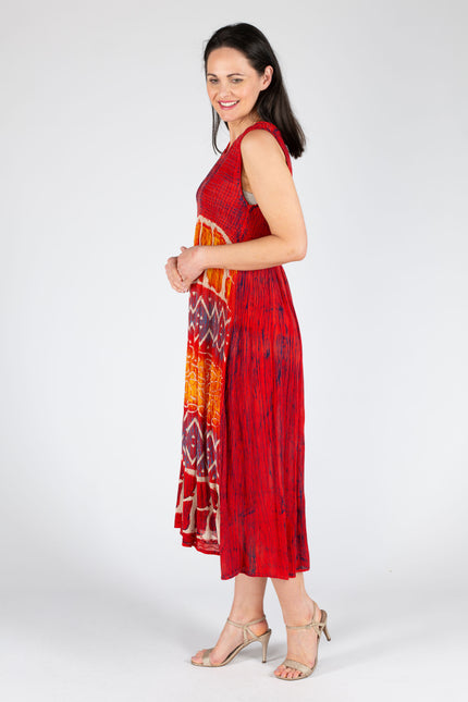 Dress print tie dye round neck