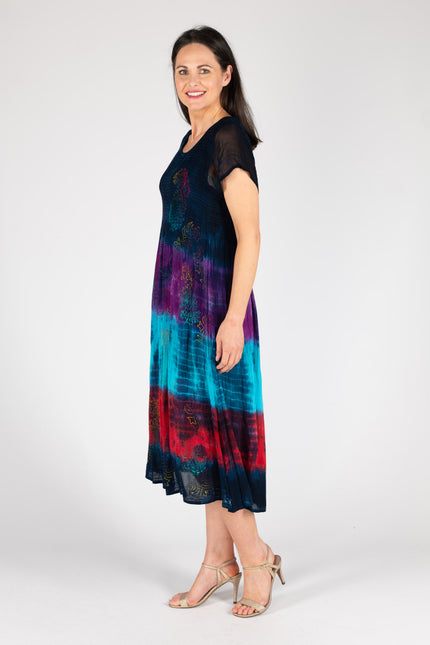 Dress print tie dye round neck