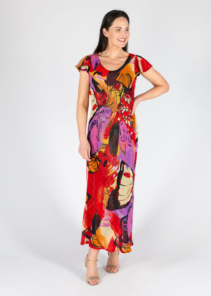 Reversible dress cap sleeve printed