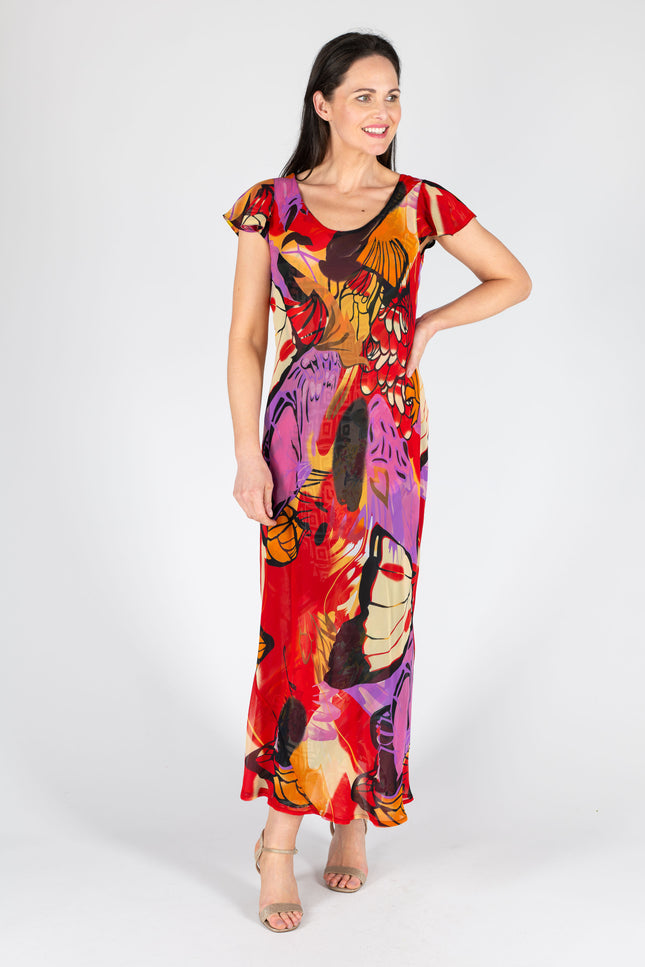 Reversible dress cap sleeve printed