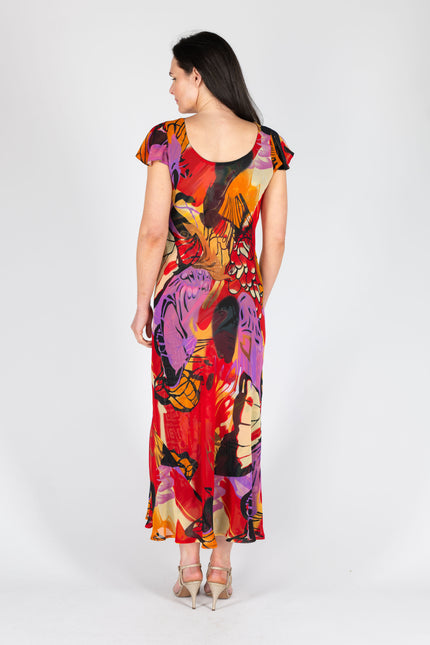 Reversible dress cap sleeve printed