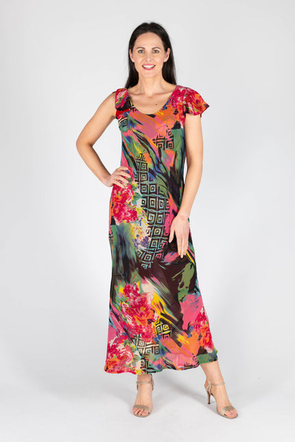 Reversible dress cap sleeve printed