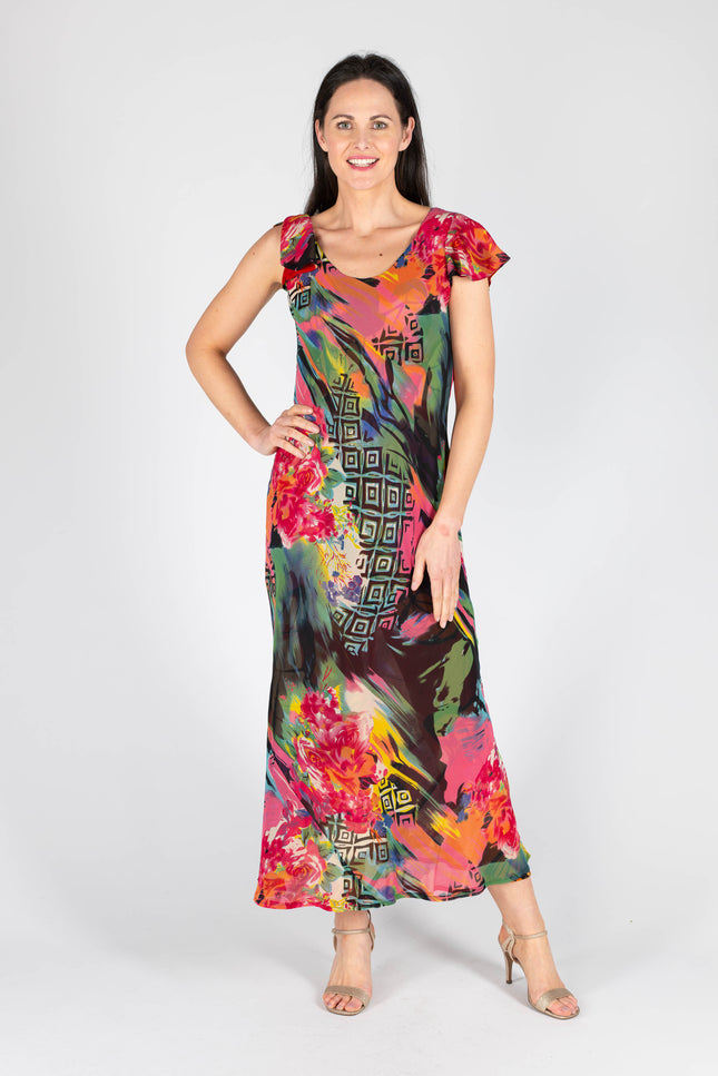 Reversible dress cap sleeve printed