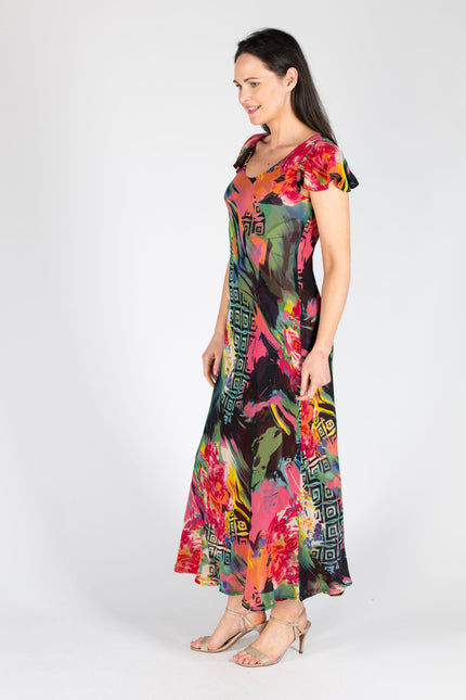 Reversible dress cap sleeve printed