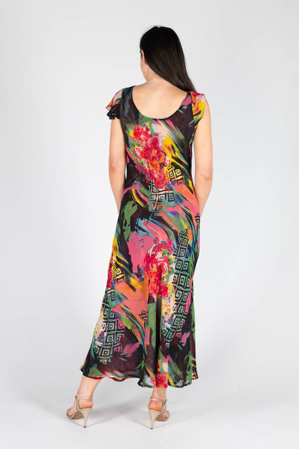 Reversible dress cap sleeve printed