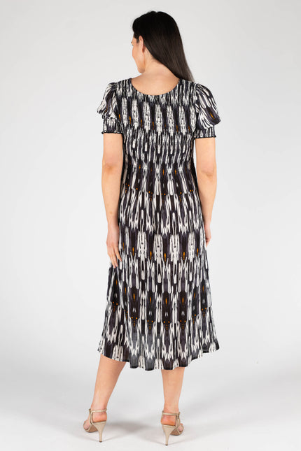 Dress printed round neck crinkle dress