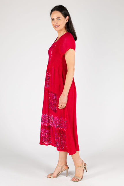 Dress tie dye round neck short sleeve