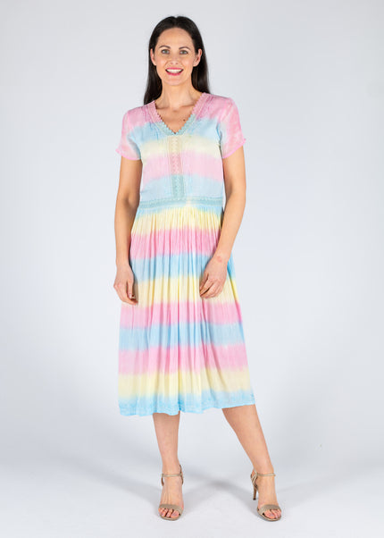 Dress embroidery v neck short sleeve