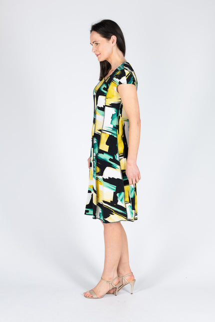 Dress paneled Yellow green