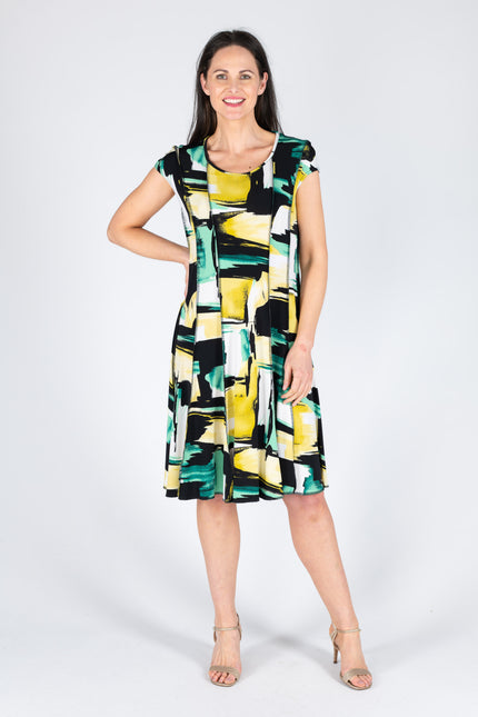 Dress paneled Yellow green