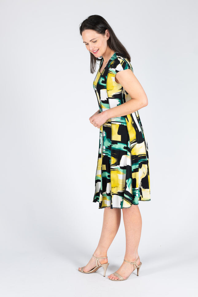 Dress paneled Yellow green