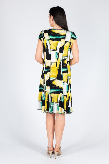 Dress paneled Yellow green
