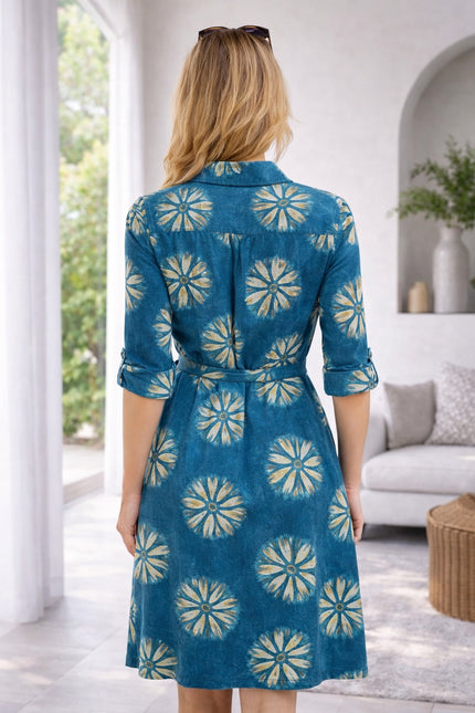 Dress flower print shirt with mid sleeve.