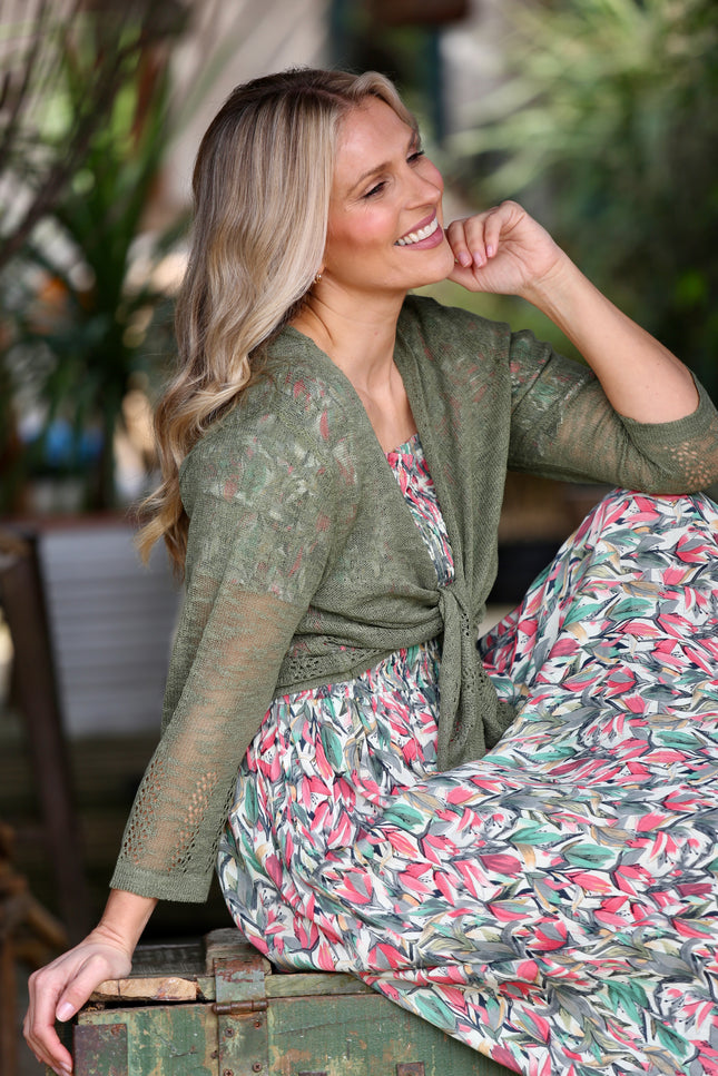 MULTI PRINT SQUARE NECK FLORAL PRINT CRINKLE DRESS