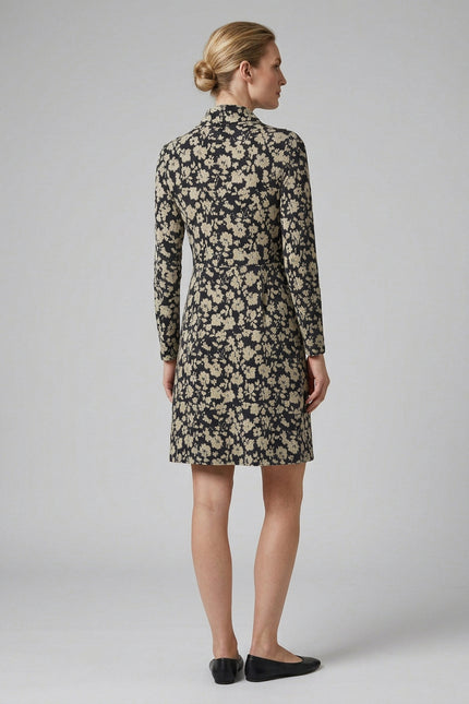 Dress flower print soft touch with cowl neck