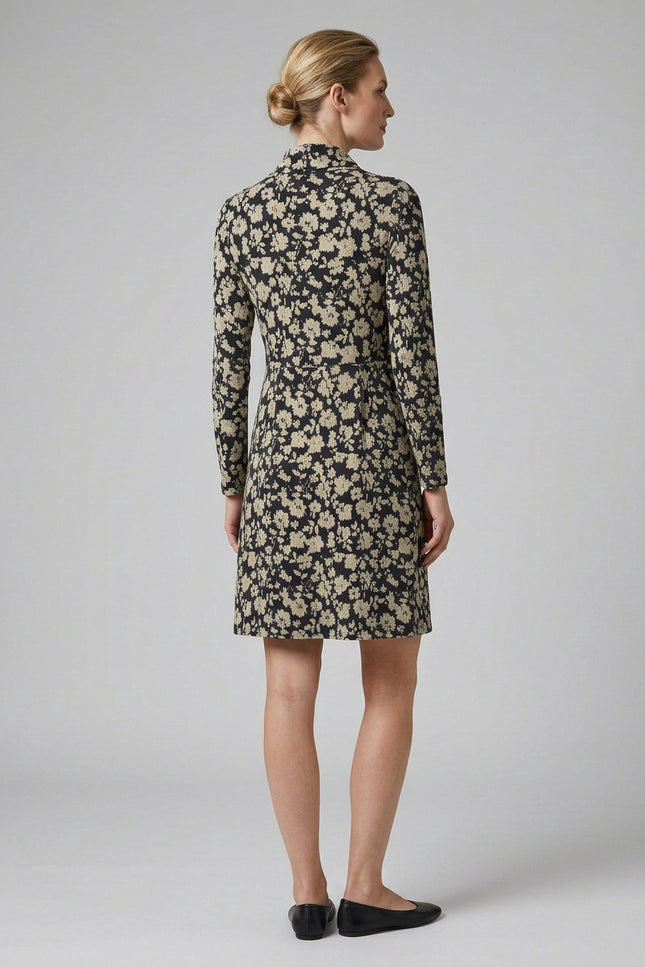 Dress flower print soft touch with cowl neck