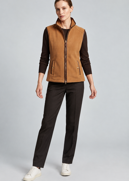 Gilet micro fleece with PU trim and pockets
