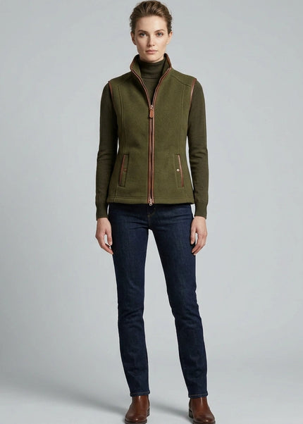 Gilet micro fleece with PU trim and pockets