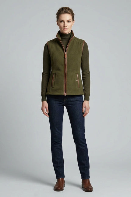 Gilet micro fleece with PU trim and pockets