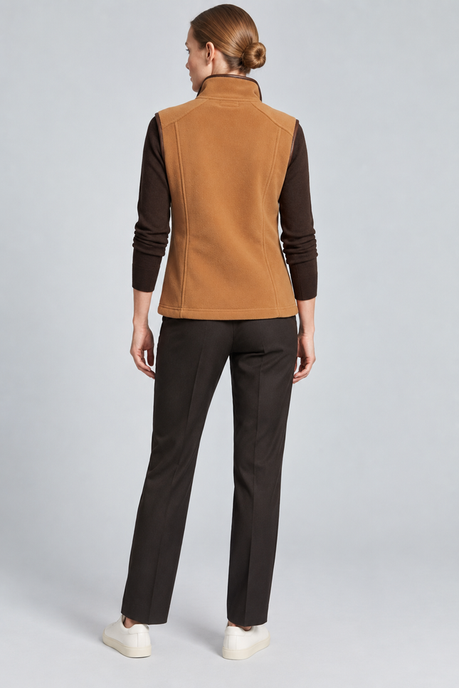 Gilet micro fleece with PU trim and pockets
