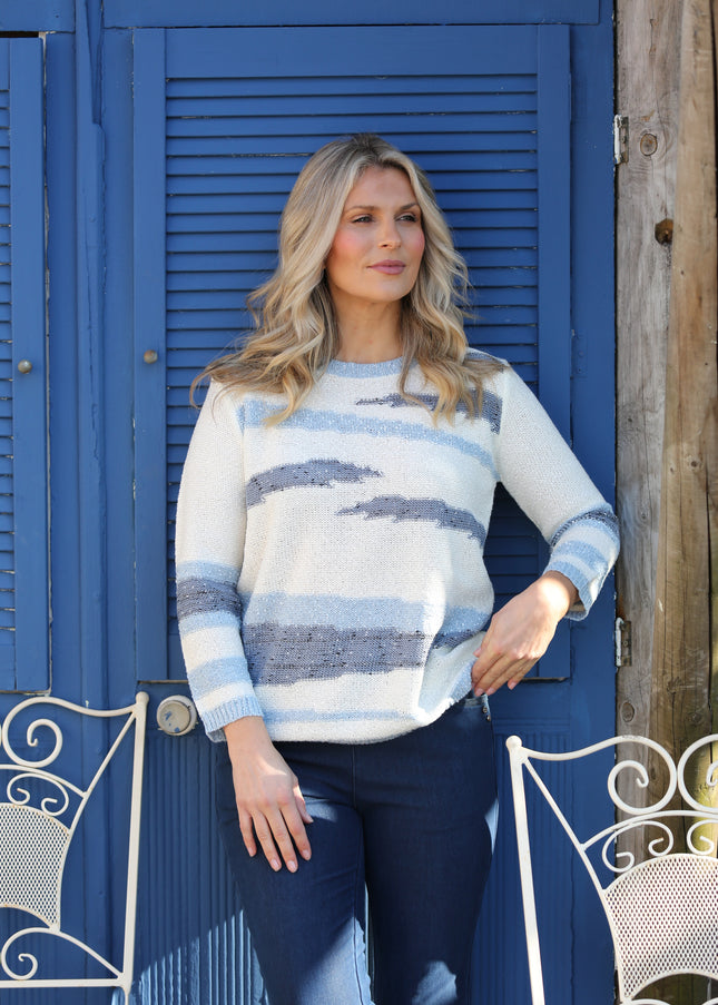 Jumper popcorn knit pattern round neck
