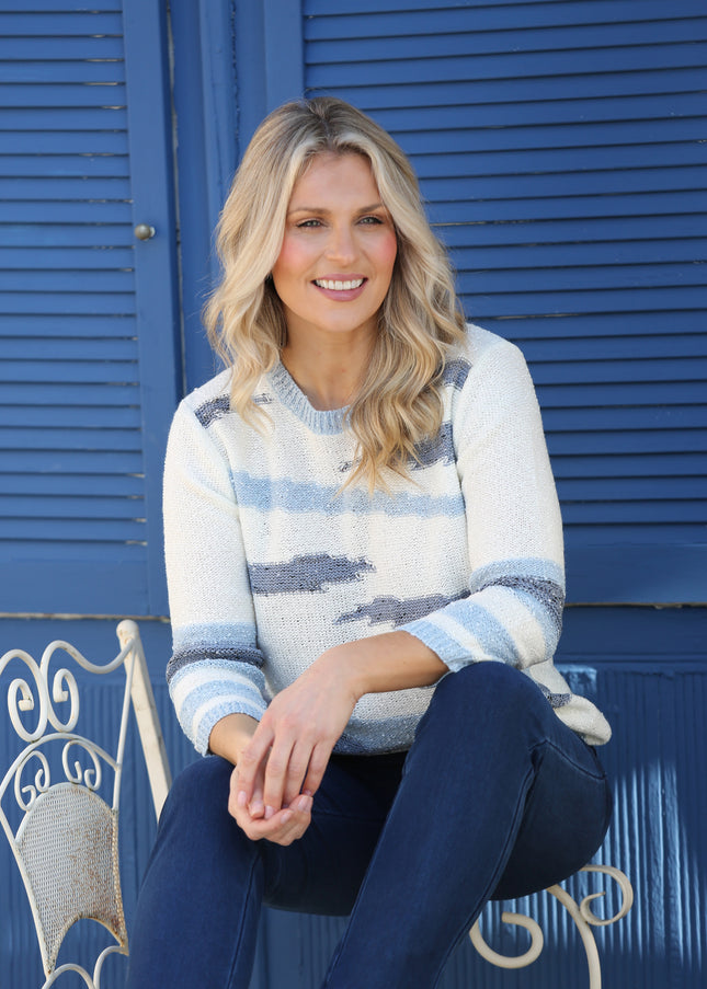 Jumper popcorn knit pattern round neck