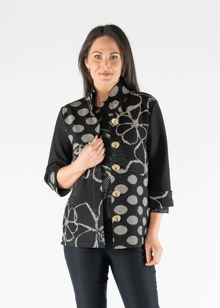 Jacket spot flower pattern with 3/4 sleeve
