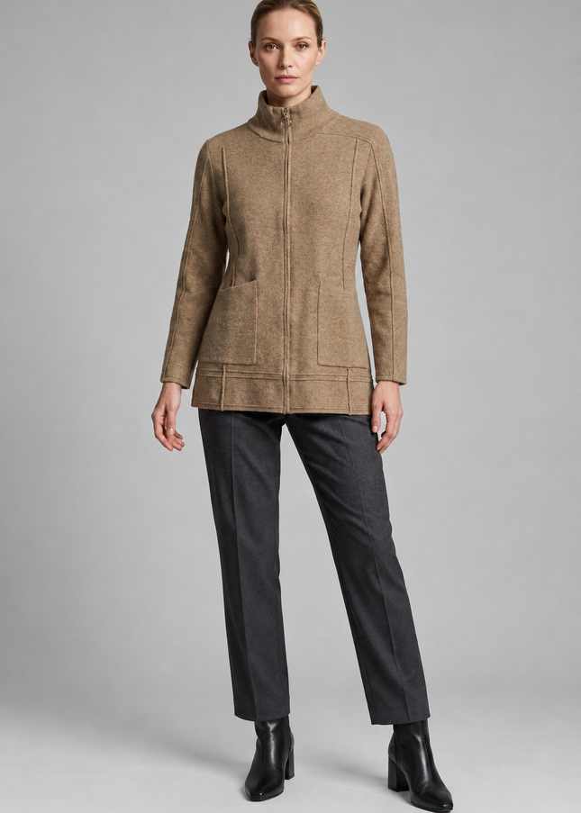 Jacket zip front with pockets long sleeve