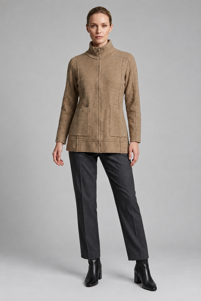 Jacket zip front with pockets long sleeve