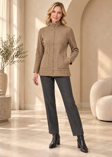 Jacket zip front with pockets long sleeve