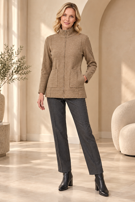 Jacket zip front with pockets long sleeve
