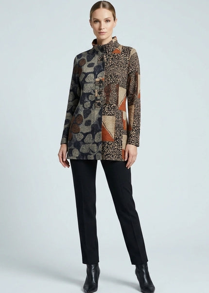 Jacket animal print abstract pattern with button