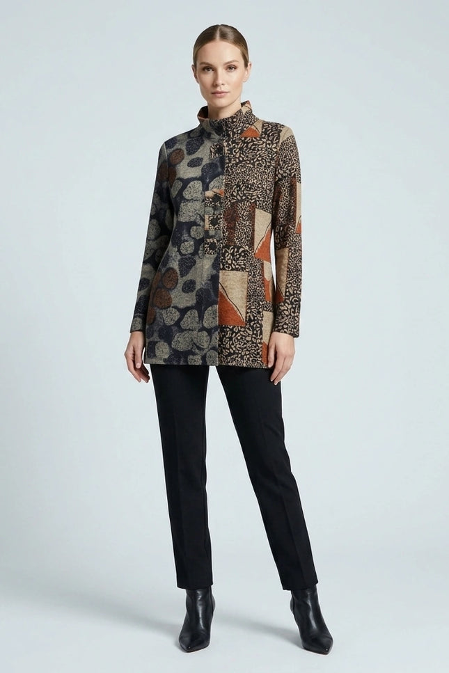 Jacket animal print abstract pattern with button