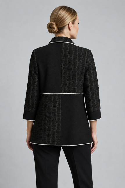 Jacket contrast panel with button and cuff detail