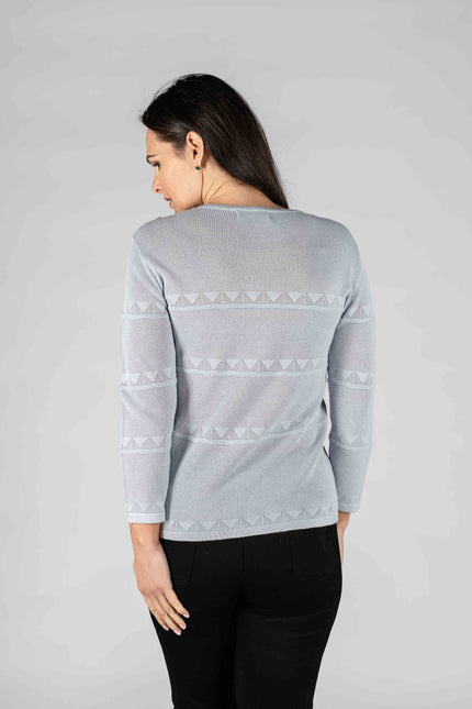 Jumper round neck lacy stripe