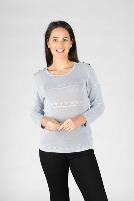 Jumper round neck lacy stripe
