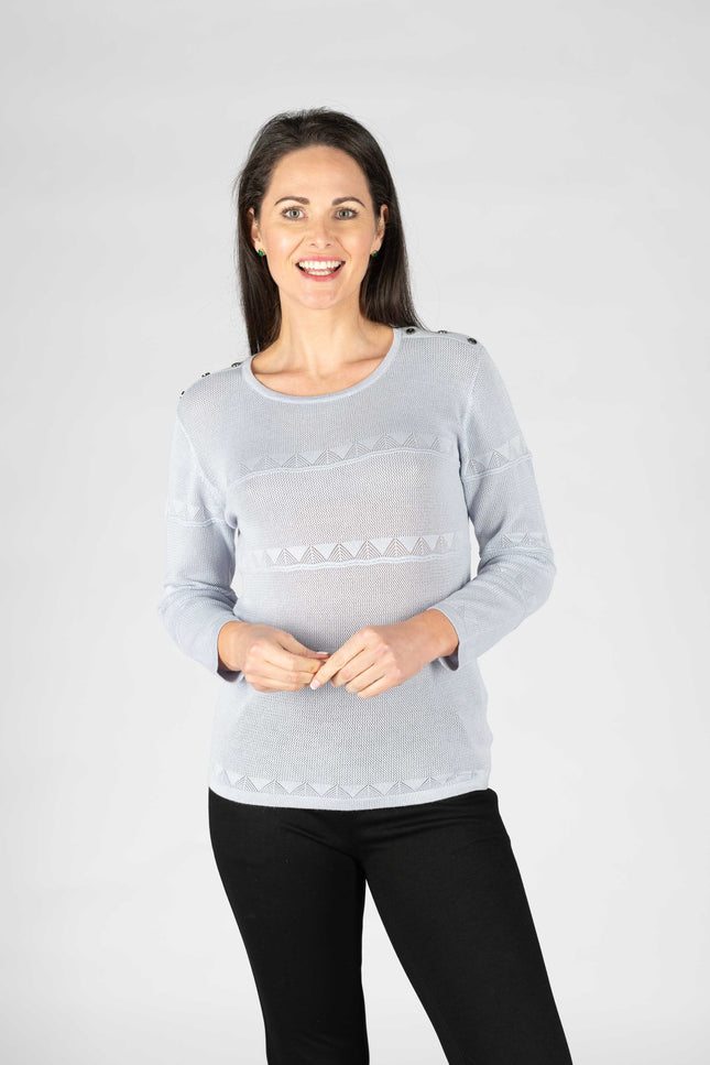 Jumper round neck lacy stripe