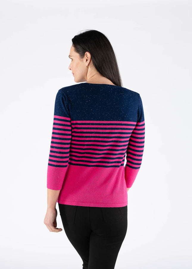 Jumper navy stripe round neck