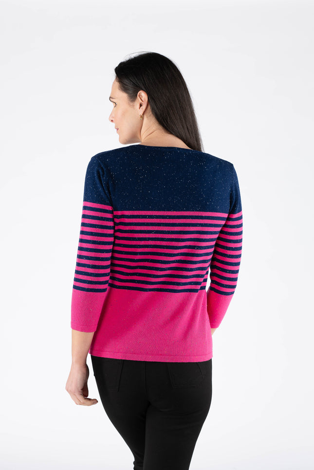 Jumper navy stripe round neck