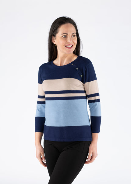 Jumper wide stripe round neck