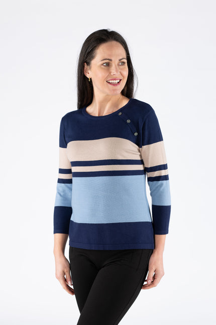 Jumper wide stripe round neck
