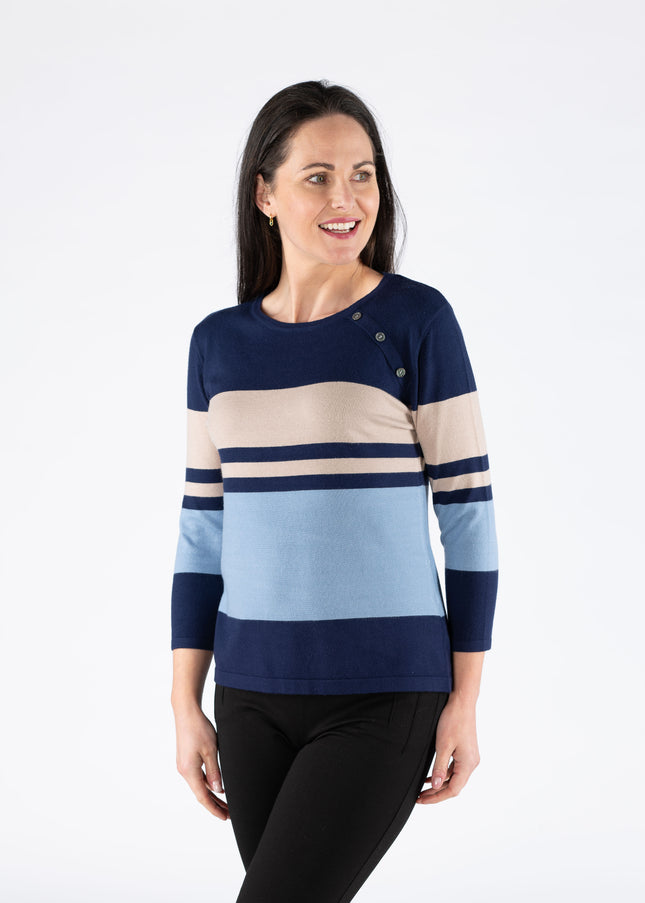 Jumper wide stripe round neck