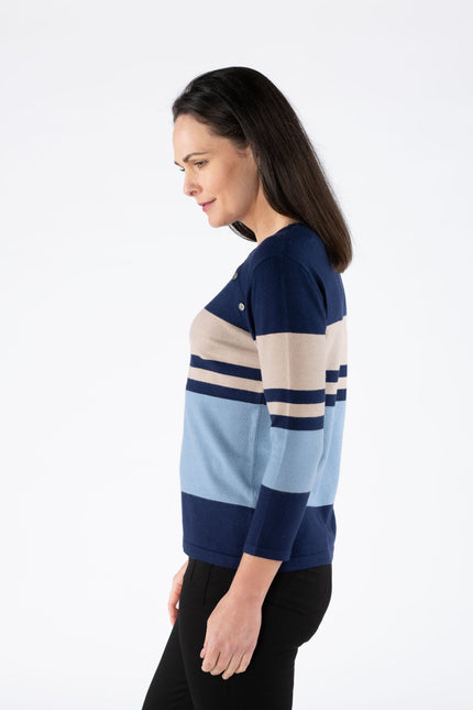 Jumper wide stripe round neck