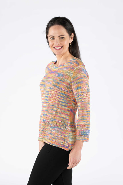 Jumper multi tape yarn round neck