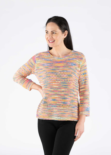 Jumper multi tape yarn round neck