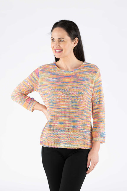 Jumper multi tape yarn round neck