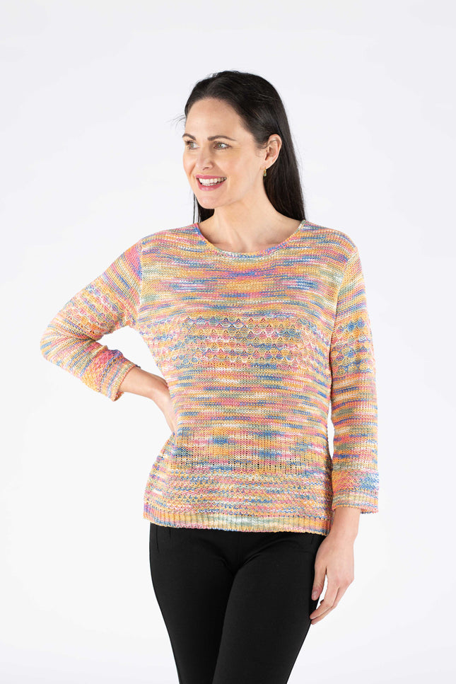 Jumper multi tape yarn round neck